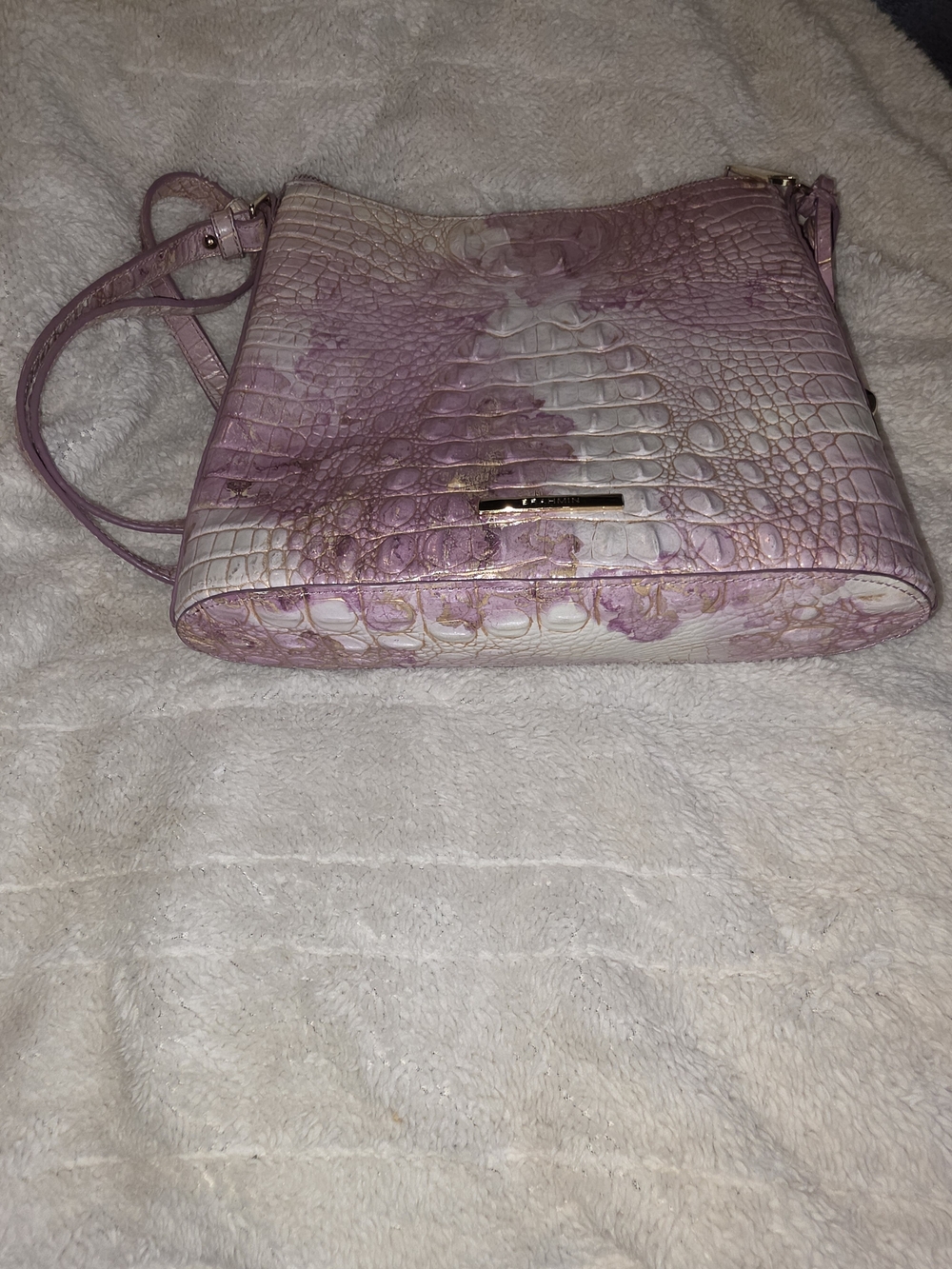 Brahmin Pink Croc-Embossed Shoulder Bag - Picture 2 of 4